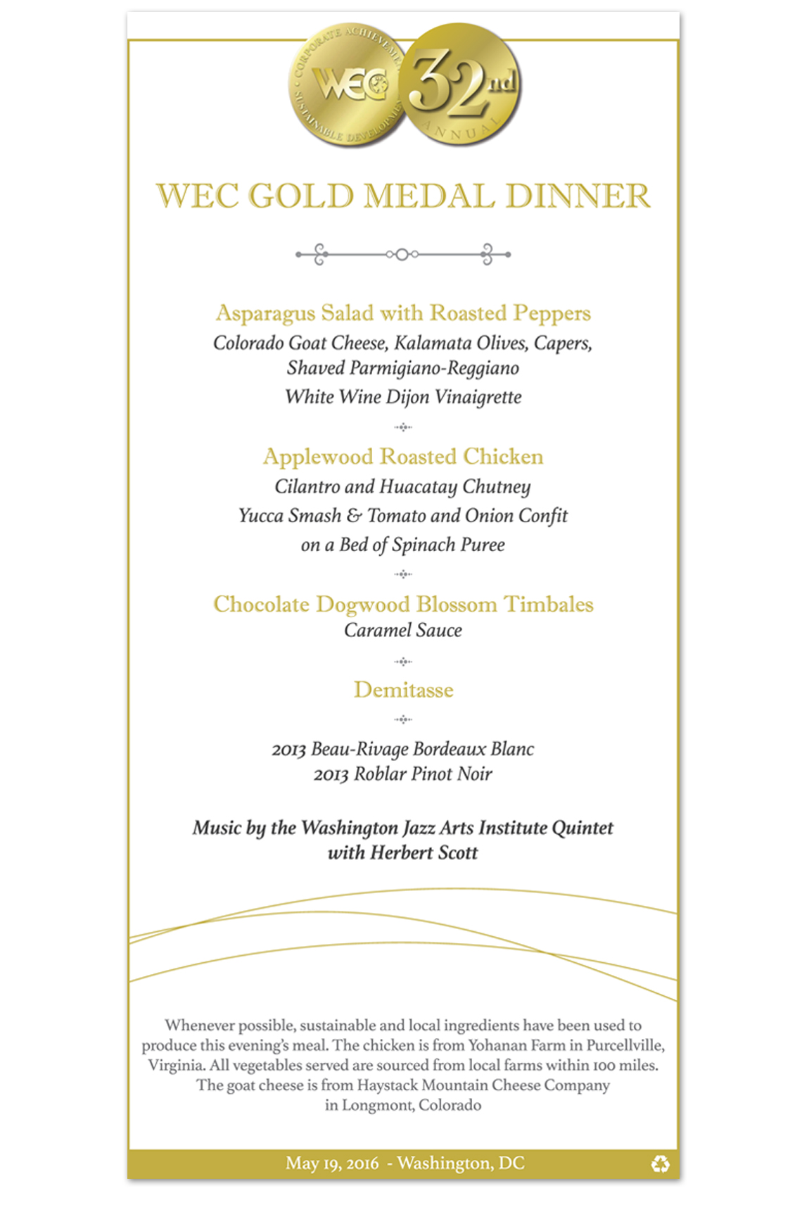 WEC 2016 Dinner Menu
